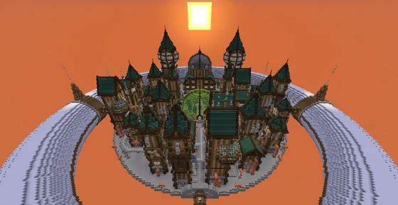 AeroSteam Floating Steampunk City Build Minecraft schematic