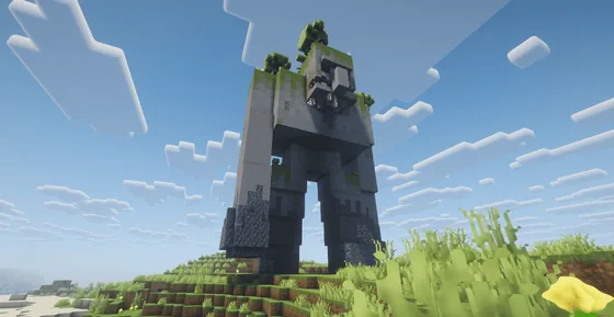 Ancient Mossy Stone Guardian Statue Minecraft schematic