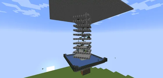 Automated Mob Farm with Item Sorter Minecraft schematic