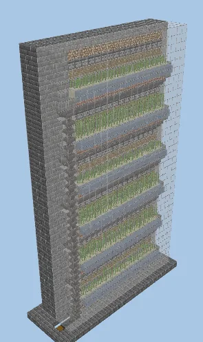 Automated Sugar Cane Farm with Minecart System Minecraft schematic preview