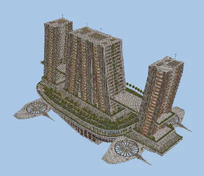 Futuristic Urban Flying City Airship Berta Minecraft schematic