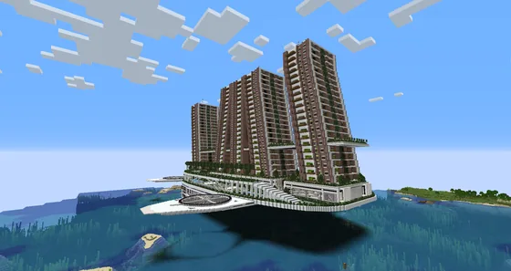 Futuristic Urban Flying City Airship Berta Minecraft schematic
