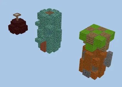 Bikini Bottom Houses: SpongeBob, Squidward, Patrick Minecraft schematic preview