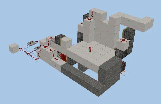 Compact 3x3 Redstone Piston Door Minecraft schematic preview