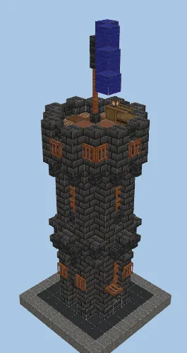 Compact Gothic Medieval Watchtower with Interior Minecraft schematic