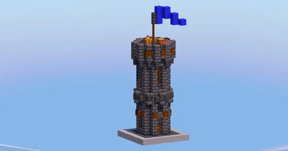 Compact Gothic Medieval Watchtower with Interior Minecraft schematic