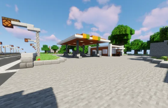 Compact Highway Gas Station Minecraft schematic