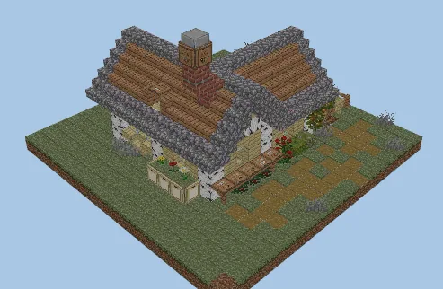 Compact Survival Starter Home With Integrated Farm Minecraft schematic