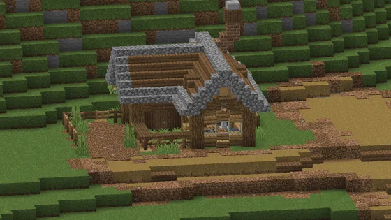 Compact Survival Starter Home With Integrated Farm Minecraft schematic