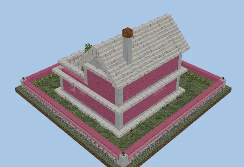 Coquette House Pink Two-Story Furnished Minecraft schematic