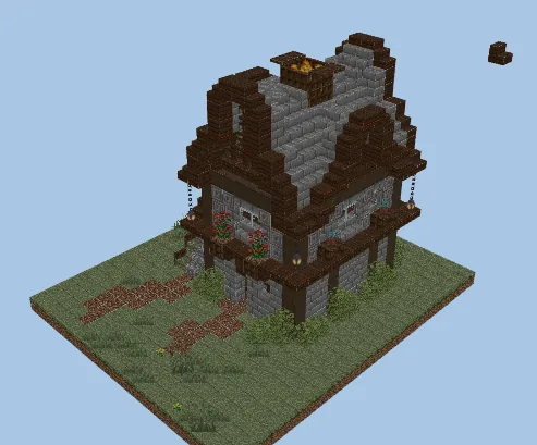 Cozy Medieval Riverside Starter House Minecraft schematic preview
