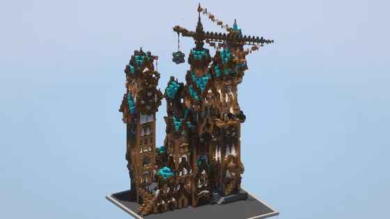 Cyan Steampunk Mansion Minecraft schematic