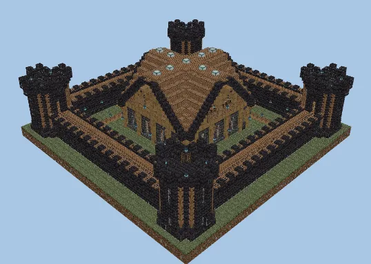 Dark Medieval Castle with Central House Minecraft schematic preview