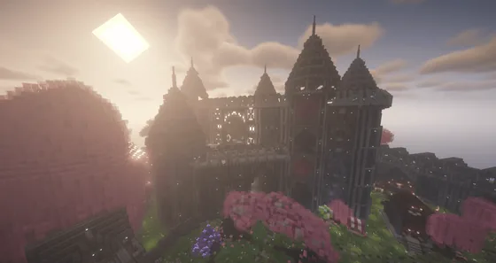 Dark Mystical Castle Build Minecraft schematic