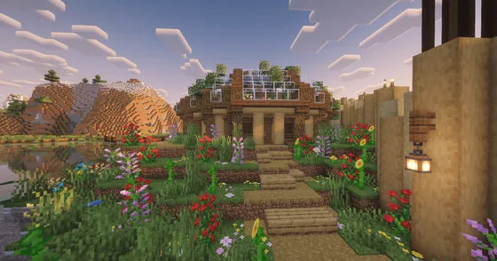 Decorated Bee Farm Greenhouse Minecraft schematic