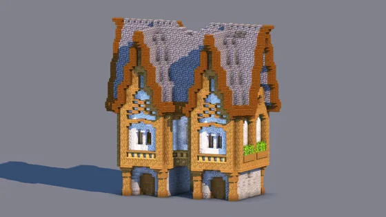 Decorated Medieval Home Schematic for Minecraft Survival Minecraft schematic