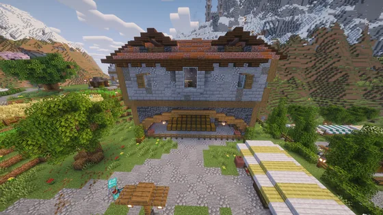 Decorated Stone Farm Build Minecraft schematic