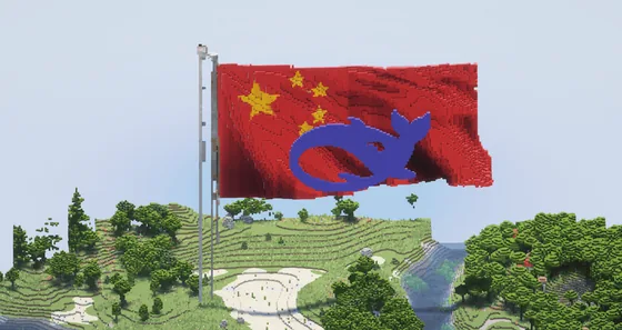 Deepseek Logo Chinese Flag Statue Minecraft schematic