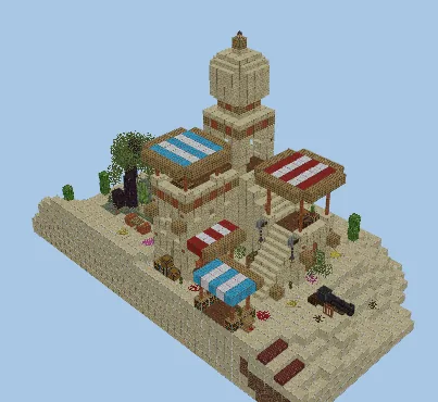 Desert Oasis House - Sandstone Build Minecraft schematic preview