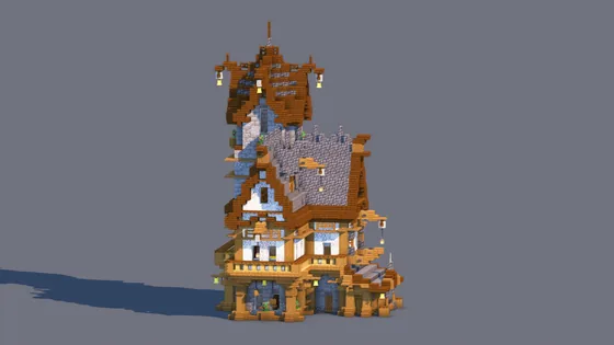 Detailed Medieval Home With Furnished Interior Minecraft schematic