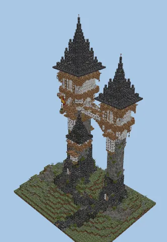 Dual Medieval Large Tower Structure Minecraft schematic