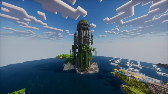 Mystical Dye Farm With Decorative Tower Minecraft schematic