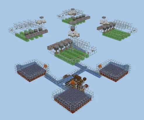 Efficient Minecraft Iron Farm With Sorting Minecraft schematic preview