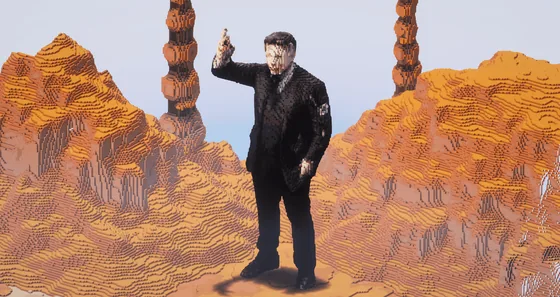Elon Musk Trump Inauguration Statue Minecraft schematic