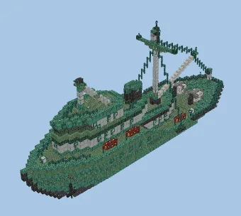 Emerald Copper Fishing Boat Minecraft schematic