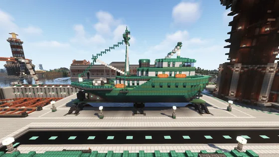 Emerald Copper Fishing Boat Minecraft schematic
