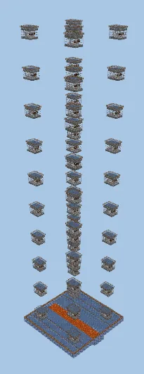 Expandable 60-Module Iron Farm with Auto-Crafting Minecraft schematic
