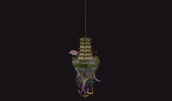 Floating Pagoda Island Structure Minecraft schematic