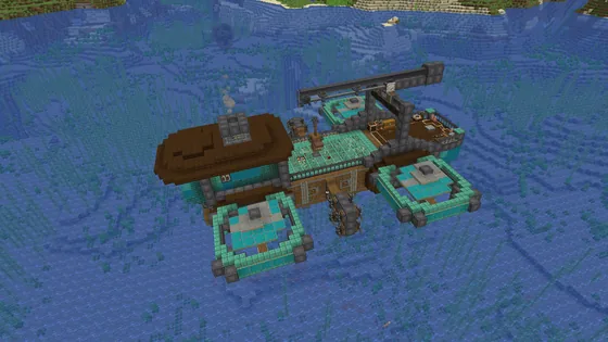 Flying Drone Boat Hybrid Vehicle Minecraft schematic