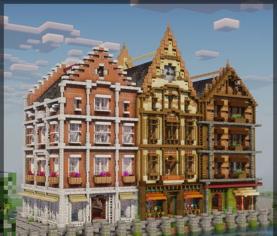 Functional Player Home with Shops Minecraft schematic