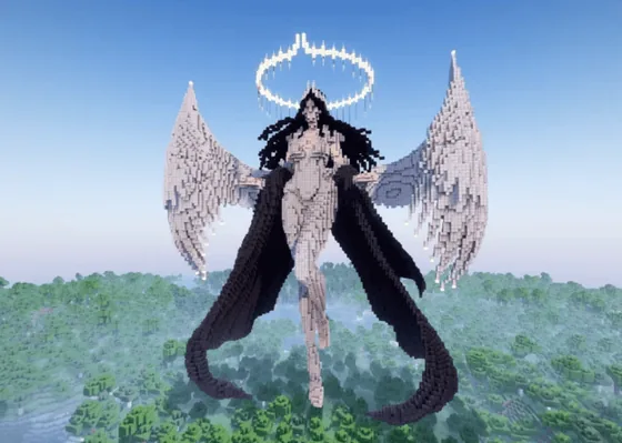 Giant Angel Girl Statue with Wings and Cape Minecraft schematic