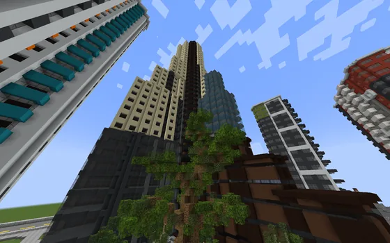 Giant City Skyscraper with Trees Minecraft schematic