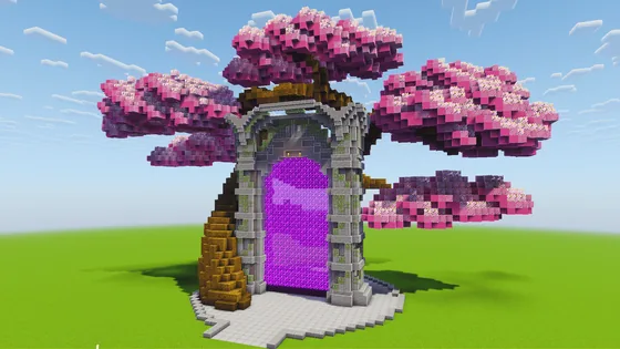 Giant Sakura Tree Nether Portal Build Minecraft schematic