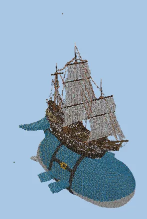Giant Wailord Pirate Ship Minecraft schematic