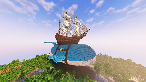 Giant Wailord Pirate Ship Minecraft schematic