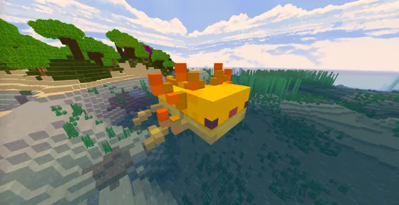 Giant Yellow Axolotl Sculpture Minecraft schematic