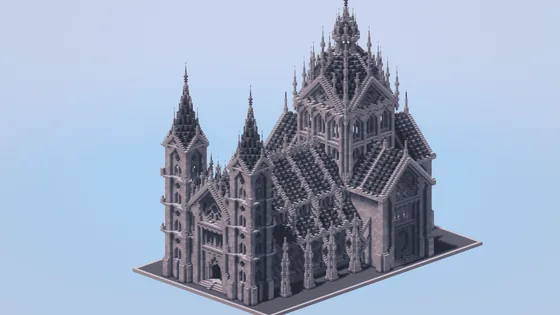 Gothic Cathedral - Large Stone Structure Minecraft schematic
