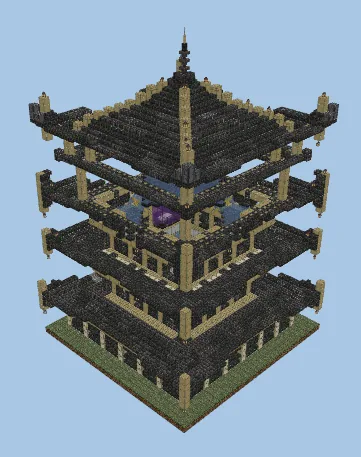 Japanese Temple Iron Farm Minecraft schematic
