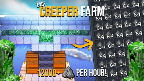 High-Efficiency Creeper Farm for Java and Bedrock Edition Minecraft schematic