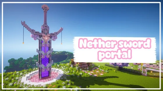 Japanese Katana Inspired Cherry Blossom Nether Portal Minecraft schematic