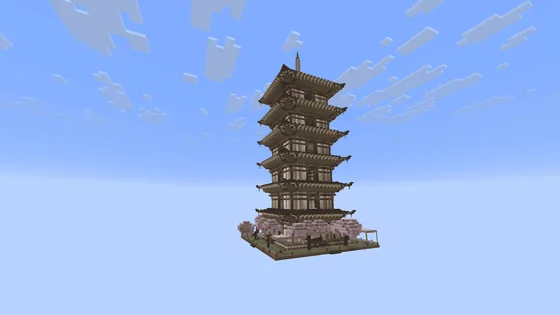 Japanese Tower Iron Farm with Automated Crafting Minecraft schematic