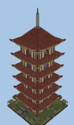 Japanese Tower Iron Farm with Automated Crafting Minecraft schematic