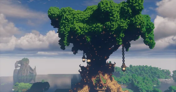 Large Decorated Custom Tree Build Minecraft schematic