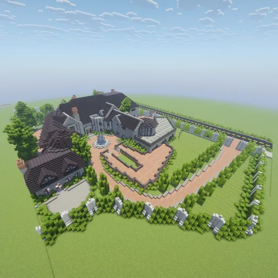 Large Two-Story Luxury Mansion Build Minecraft schematic