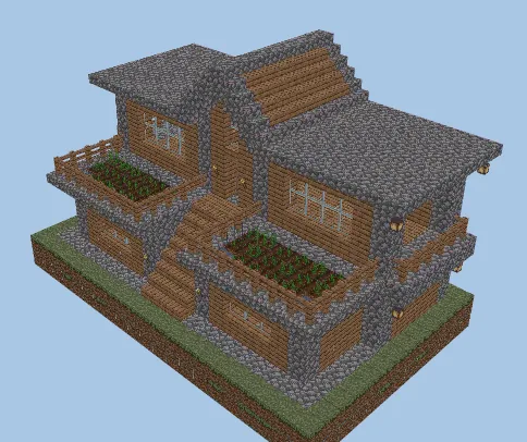 Spacious Two-Story Wooden Survival Home Minecraft schematic