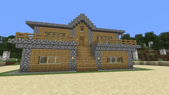 Spacious Two-Story Wooden Survival Home Minecraft schematic